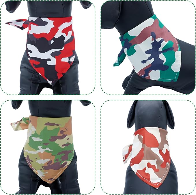10PCS Dog Bandanas Camouflage Camo Military for Medium Breed Dog Pink Purple Yellow Blue Kerchief Triangle Bibs Head Scarves for Boys and Girls Grooming Costume
