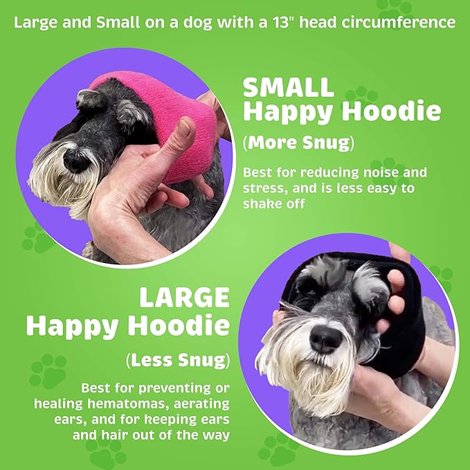 Happy Hoodie The Original Calming Band for Dogs & Cats - Anxiety Relief, Noise Canceling, and Grooming Tool Since 2008 (Large, Black)