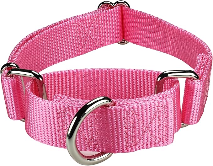 Mikivery Martingale Dog Collar Nylon Adjustable and Safety Training Colourful Comfortable Metal Buckle Pet Collars for Small Medium and Large Dogs(BabyPink,M)