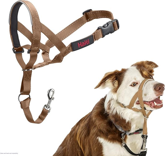 HALTI Headcollar - to Stop Your Dog Pulling on The Leash. Adjustable, Reflective and Lightweight, with Padded Nose Band. Dog Training Anti-Pull Collar for Medium Dogs (Size 2, Desert Sand)