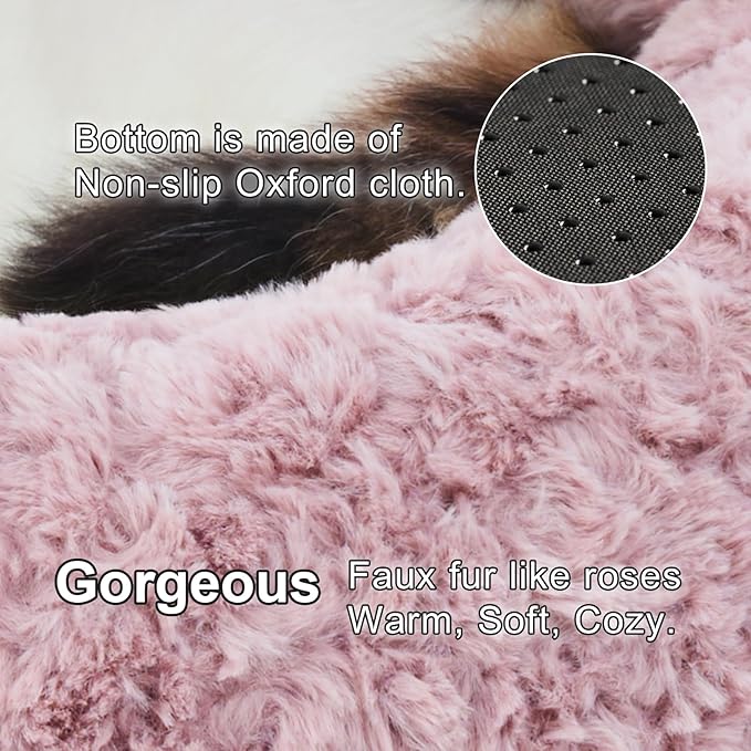 Jiupety Paw Shape Calming Pet Bed, Plush Faux Fur Donut Bed for Dogs & Cats, Machine Washable, Non-Slip Bottom, Large Size (26"×26"×8"), Purple