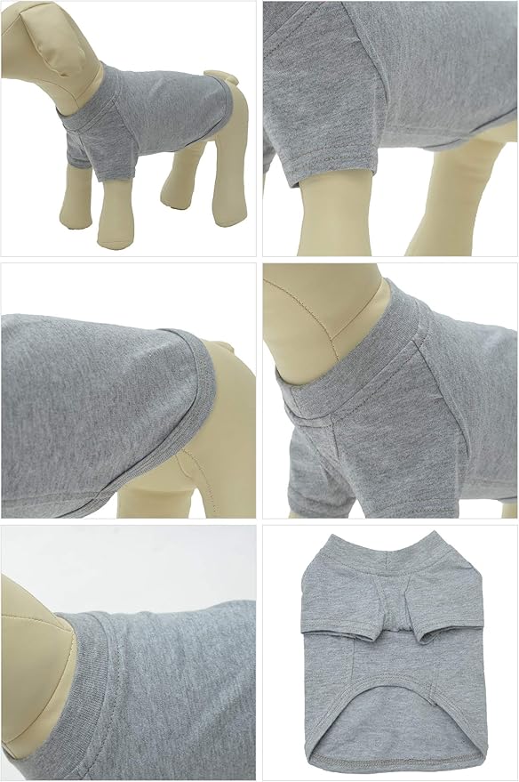Lovelonglong Pet Clothing Dog Costumes Basic Blank T-Shirt Tee Shirts for Small Dogs Gray S