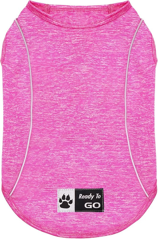KYEESE Dog Shirt Sports Athletic Breathable Dog T-Shirt with Reflective Strip Tank Top Summer Stretchy Sleeveless Vest Puppy Shirt, Rose Red, S