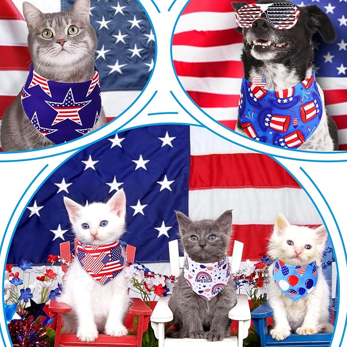 Abbylike 200 Pieces Patriotic Dog Bandanas Bulk 4 of July Dog Bandanas for Dogs Independence Day Dog Kerchief Set Bibs Triangle Dog Scarf for 4 of July Pet Costume Accessories Decoration