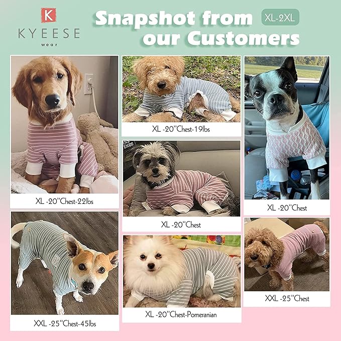 KYEESE Dog Pajamas for Large Dogs Stretchable Dog Onesie Lightweight 4 Legs Strip Pet PJS