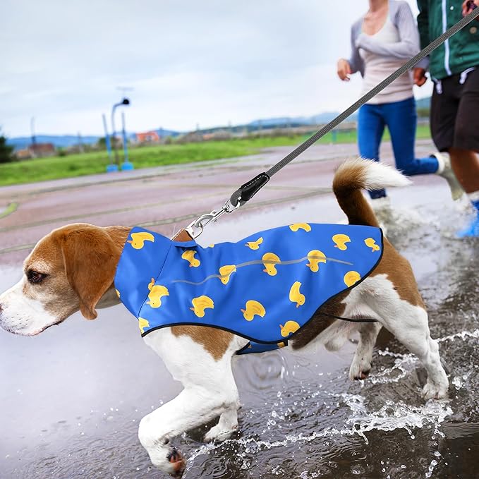 Mile High Life Dog Raincoat, Adjustable Waterproof Reflective Rain Jacket for Small Medium Large Dogs, Lightweight Breathable Pet Rain Coat with Leash Hole(Blue Duck,S Chest 22-25")