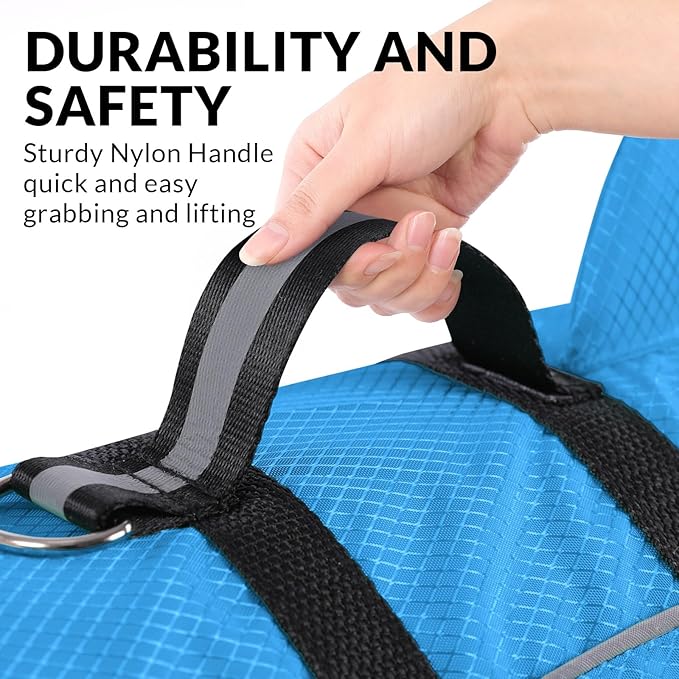 Queenmore Small Dog Life Jacket,Shark Dog Life Vest for Swimming,Puppy Light Life Preserver for Boating Kayaking Canoeing,Pet Lifesaver with High Buoyancy,Rescue Handle,Leash Hook (Peacock Blue,XS)