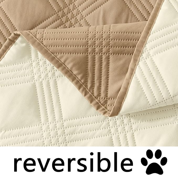 hyha Waterproof Dog Blanket, Reversible Pet Bed Blanket, Soft Sofa Couch Cover for Dogs Washable, Waterproof Pet Couch Covers for Sofa Puppy Cats Furniture Protector(82"x82", Camel/Beige)