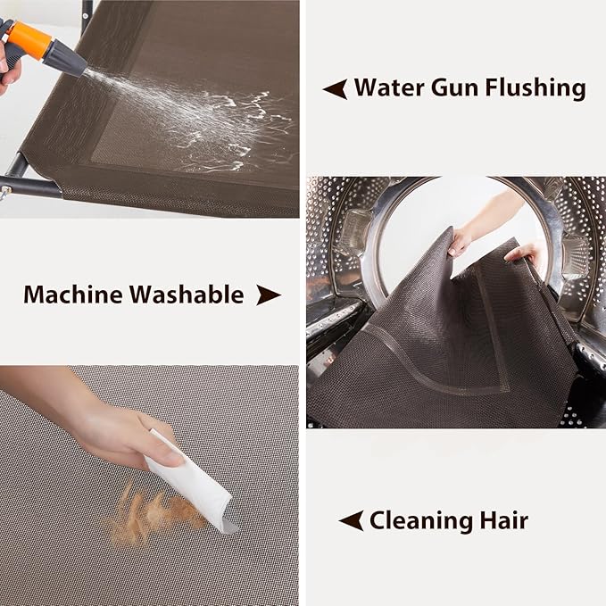 Cooling Elevated Dog Bed for Large Dogs – Waterproof Raised Dog Cot with Slope Headrest, Breathable Teslin Mesh, Durable & Portable Pet Bed for Indoor and Outdoor Use, Brown