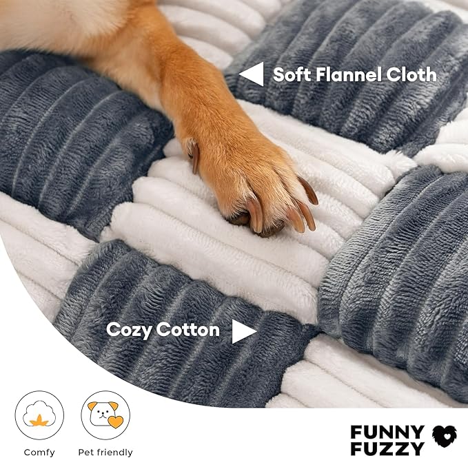 FUNNY FUZZY Pet Couch Covers for Sofa, Large Dog Couch Cover Protector Plush Pet Bed Mat for Furniture Protector, X-Large. Muted Grey