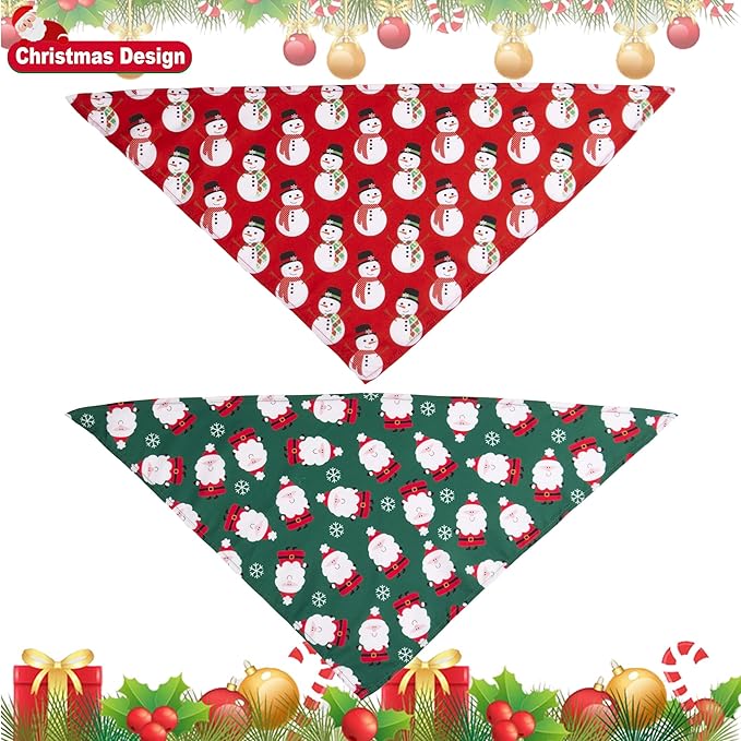 ADOGGYGO 4 Pack Dog Bandana Christmas Scarf Bibs Kerchief Set Pet Christmas Costume Xmas Holiday Bandanas for Large X-Large Dogs Pets (X-Large)