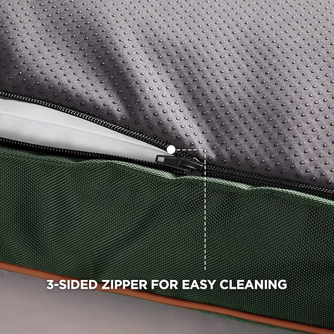 Bedsure Waterproof Dog Beds for Extra Large Dogs - 4 Inch Thicken Up to 100lbs XL Pet Mat Pillows with Removable Washable Cover, Green