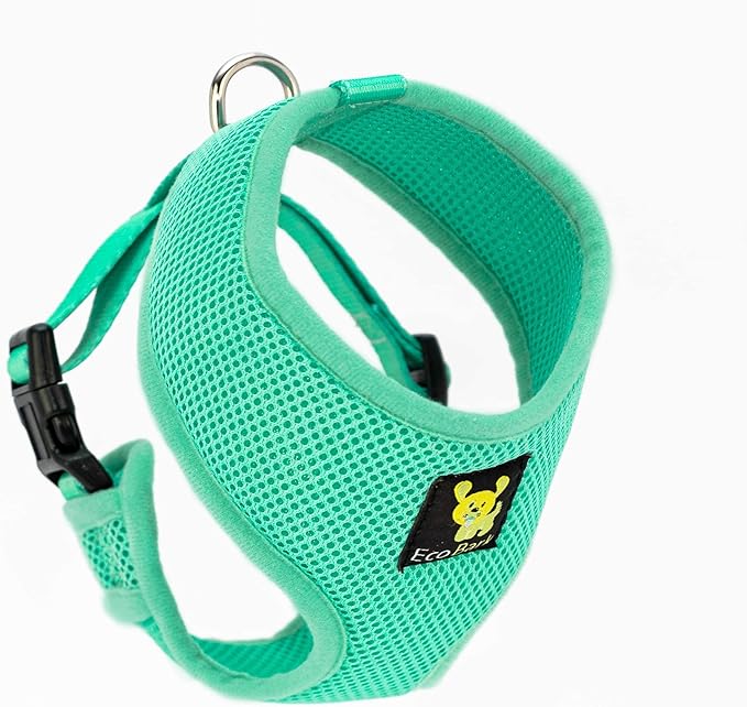 EcoBark Dog Harness - Eco-Friendly Max Comfort Harnesses - Luxurious Soft Mesh Halter - Over The Head Harness Vest- No Pull and No Choke for Puppy, Toy Breeds & Small Dogs (Small, Mint Turquoise)