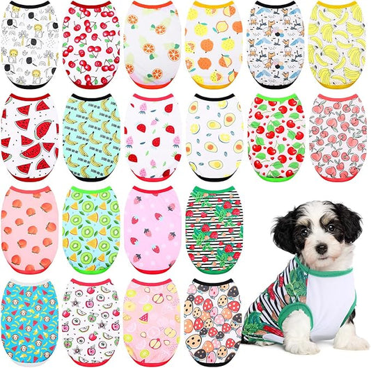 20 Pcs Dog Shirts Summer Puppy Printed Clothes Soft and Breathable Dogs T Shirts Cute Pet Vest Sweatshirt Outfit for Small Medium Puppy Pet Cat Chihuahuas Papillons Pomeranian(S)