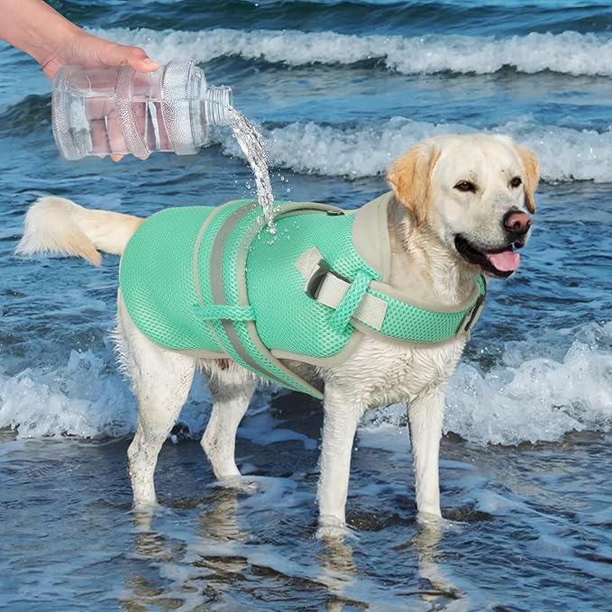 Dog Cooling Vest for Medium Dogs,Lightweight Cooling Dog Jacket,Breathable Mesh Dogs Shirt Harness Vest with Adjustable Straps Reflective Stripe for Hot Weather with D-Ring for Beach,Hiking,M