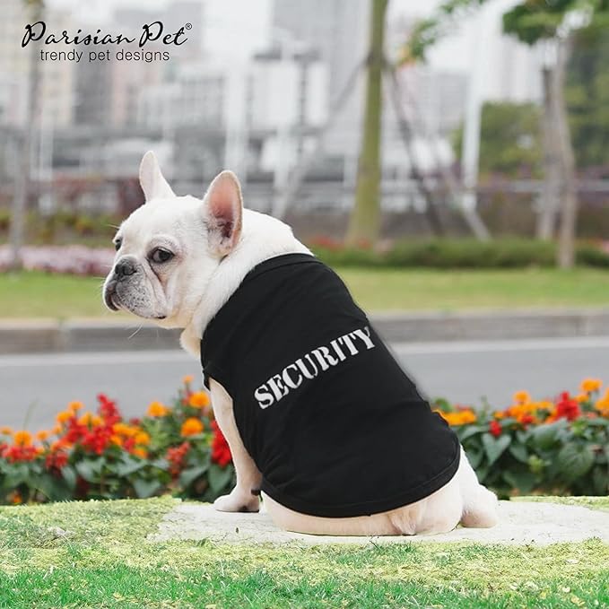 Parisian Pet Dog T-Shirt with Embroidered 'Security' Word Dog Tank Top - 100% Cotton, Breathable Dogs Security Clothes - Sleeveless Pet Vest - Machine Washable Shirt for Large Dogs - 3XL