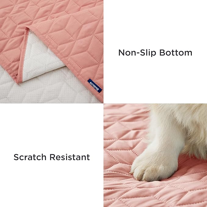 Bedsure 100% Waterproof Couch Cover for Dogs Washable - Non Slip Waterproof Dog Blanket for Couch Sofa, Lightweight Furniture Protector Durable for Pet Cat Puppy with Non-Slip Bottom, Pink, 40x50IN