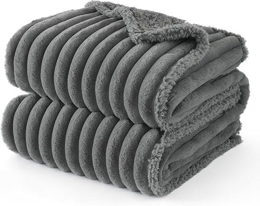 Bedsure Waterproof Dog Blankets for Small Dogs - Soft Puppy Cat Blanket Corduroy Fleece Washable, Cozy Calming Reversible Furniture Protection for Pet Kitten Doggy,25"x35", Warm Grey