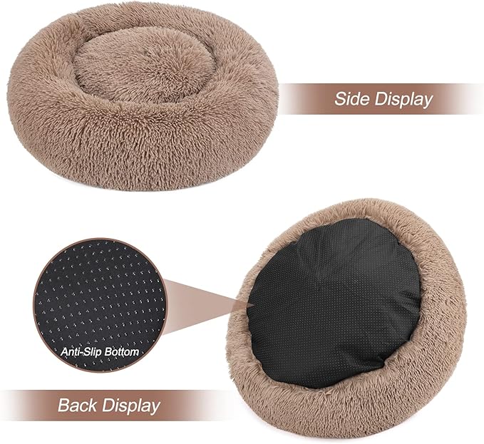 MIXJOY Ultra Soft & Comfortable Donut Cuddler Round Dog & Cat Bed (30'', Brown)
