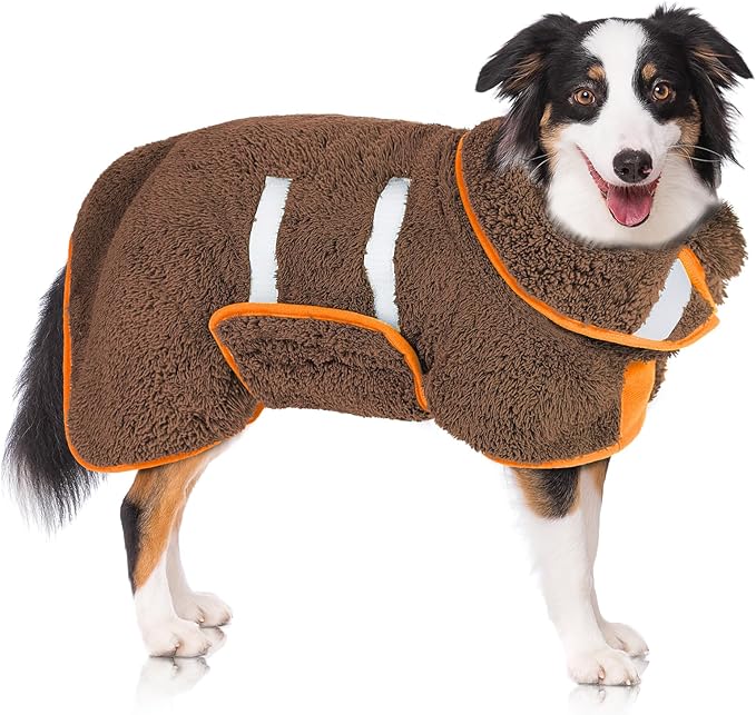Dog Bathrobe Super Absorbent Dog Towels for Drying Dogs Large Quick Drying Dog Robes for After Bath Soft Dog Drying Towel Adjustable Dog Drying Coat to Keep Dog Warm(S-XXL)