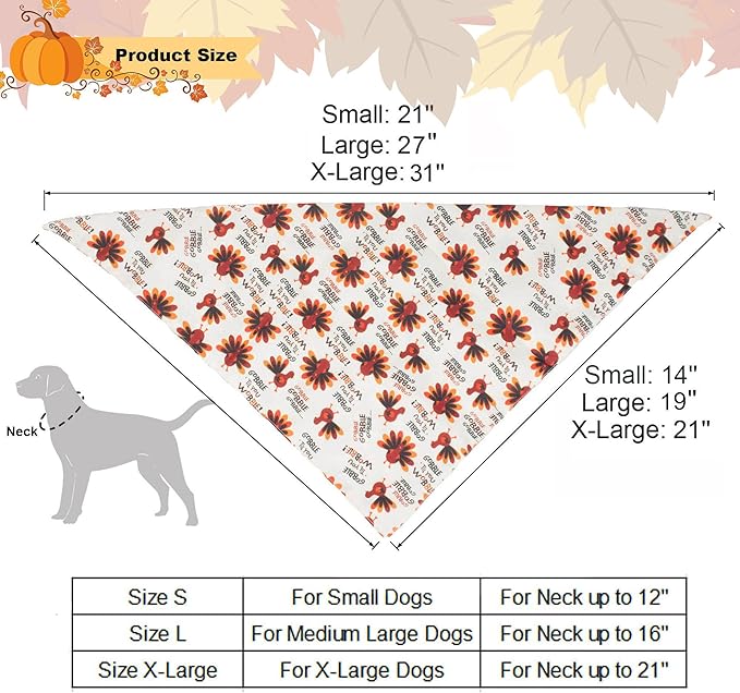 ADOGGYGO Thanksgiving Dog Bandana Fall Autumn Pet Bandana Reversible Triangle Bibs Scarf Accessories for Medium Large Dogs Pets (Large, Thanksgiving)
