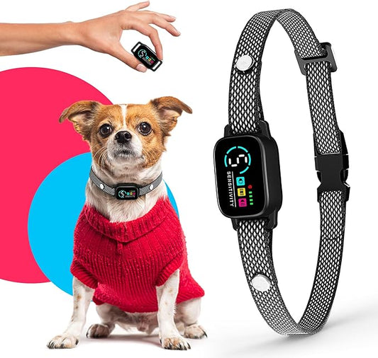 Tiny Bark Collar for Small Dogs 5-15 lbs – No Shock Anti Barking Collar with AI Chip – 3 Modes & 5 Sensitivity Levels – Waterproof, Rechargeable, Magnetic Charging – Humane, Effective Training (Black)