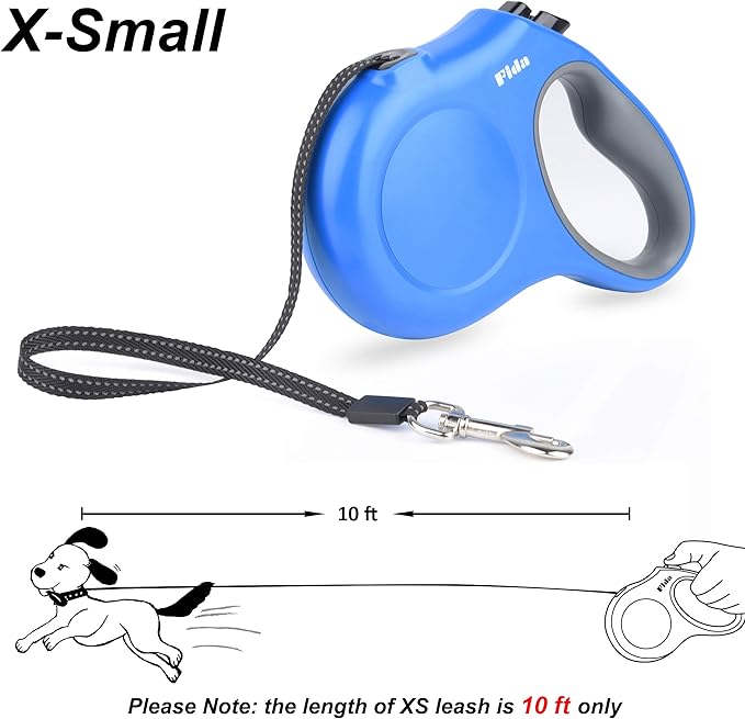 Fida Retractable Dog Leash, X-Small Breed, 10 ft Durable Pet Walking Leash for Extra Small Dogs/Cats/Small Animals up to 18 lbs, 360 Tangle Free, Blue