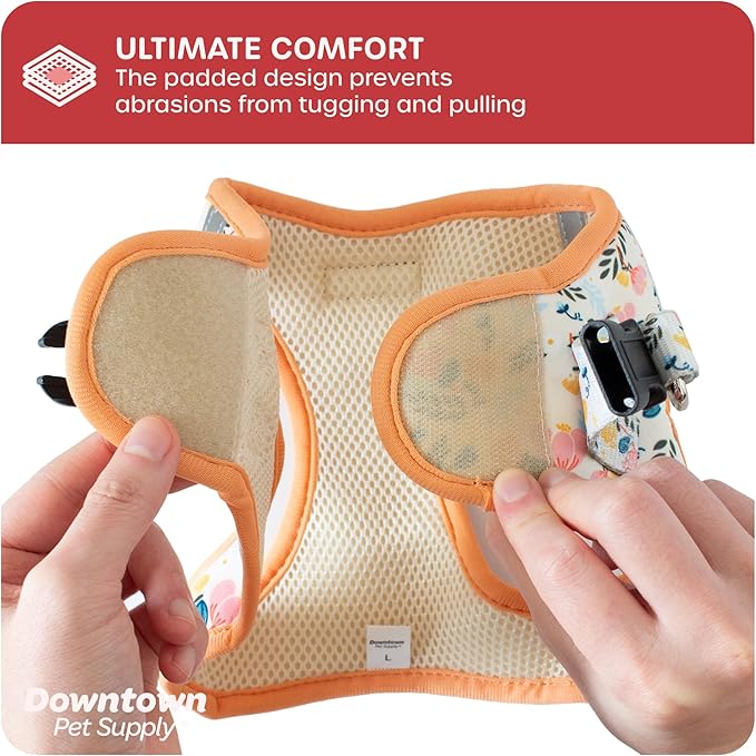 Downtown Pet Supply Step in Dog Harness for Small Dogs No Pull, Small, Floral - Adjustable Harness with Padded Mesh Fabric and Reflective Trim - Buckle Strap Harness for Dogs