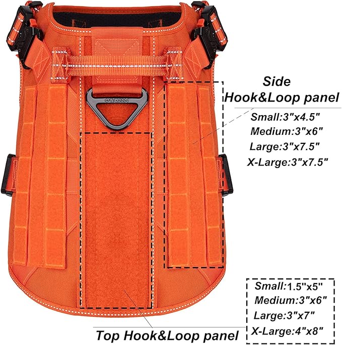 ICEFANG Tactical Dog Harness,X-Large Size, 2X Metal Buckle,Working Dog MOLLE Vest with Handle,No Pulling Front Leash Clip,Hook and Loop Panel