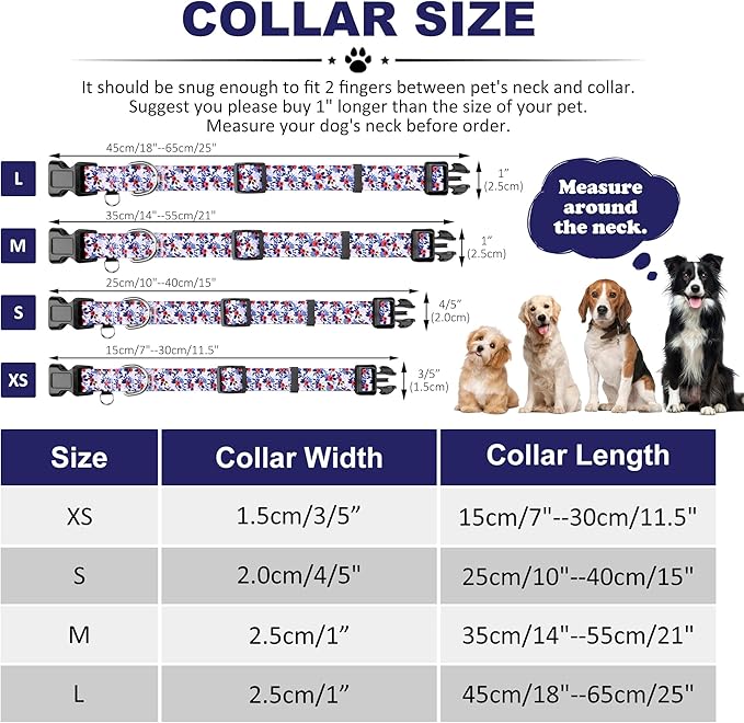 Dog Collars and Bandanas - Soft Adjustable Fancy Floral Boys Girls Puppy Collar for Small Medium Large Dogs.