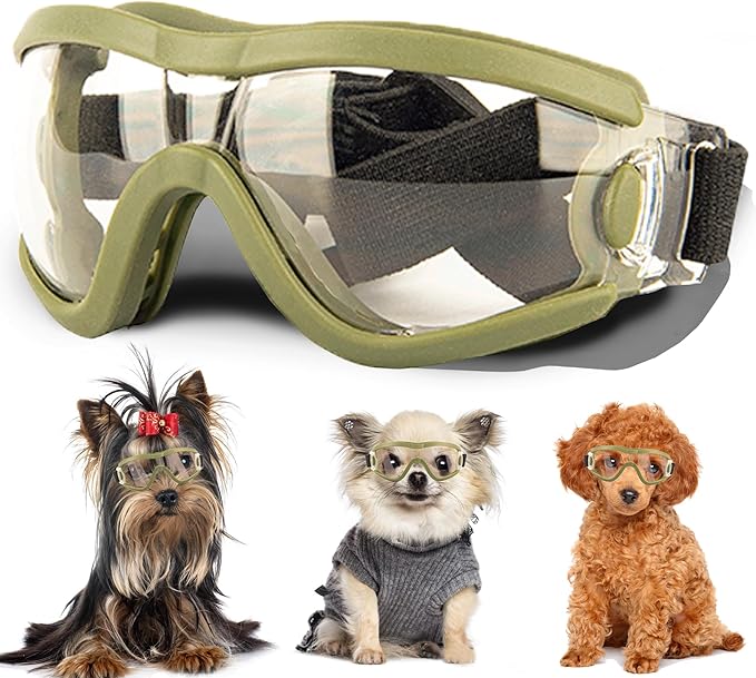 Small Dog Sunglasses with Adjustable Strap UV Protection, Winproof Puppy Sunglasses, Suitable for Dogs Eyes Protection，Soft Dog Goggles