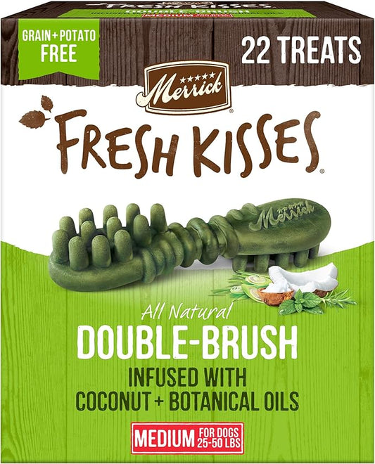 Merrick Fresh Kisses Natural Dental Chews Infused With Coconut And Botanical Oils For Medium Dogs 25-50 Lbs - 22 ct. Box
