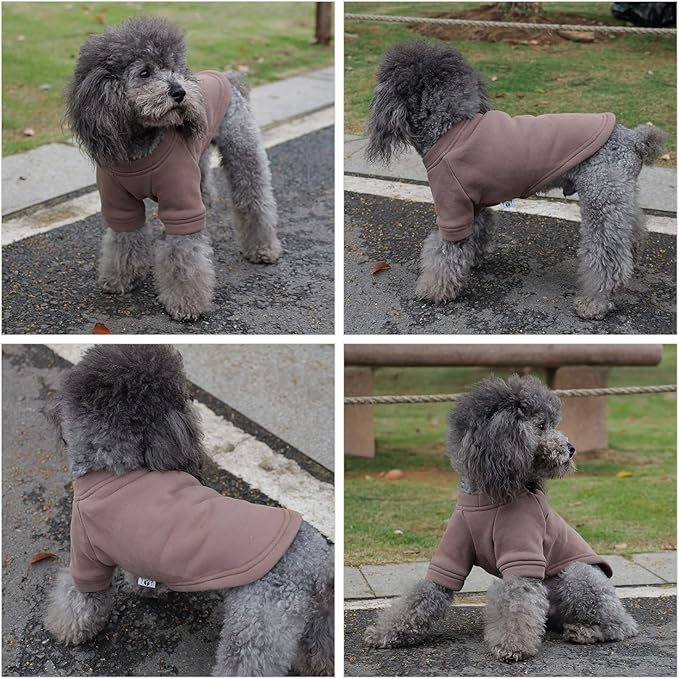 LoveLongLovelong Dog Sweatshirt Cold Weather Pullover Winter Dog T-Shirts Small to Large Sizes Coffee L