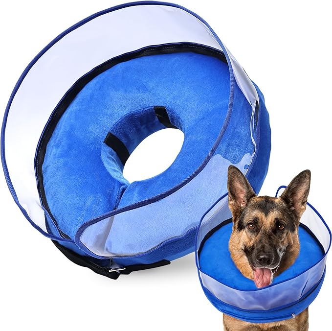 BARKLESS Dog Cone, Inflatable Dog Cone After Surgery for Small Medium Large Breeds, Soft Surgery Collar with Enhanced Anti-Licking Guard Shield for Pets, Protective Donut Collar