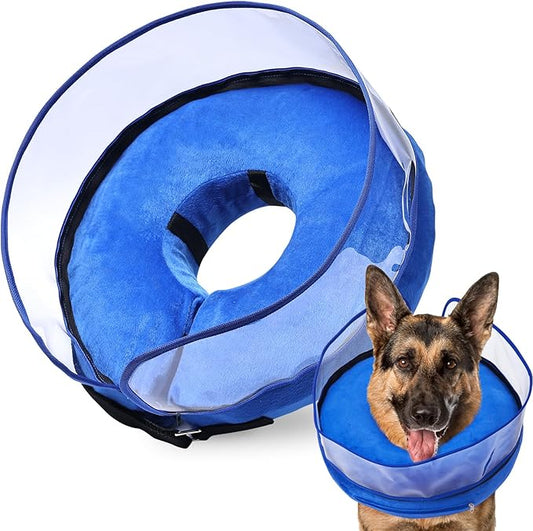 BARKLESS Dog Cone, Inflatable Dog Cone After Surgery for Small Medium Large Breeds, Soft Surgery Collar with Enhanced Anti-Licking Guard Shield for Pets, Protective Donut Collar