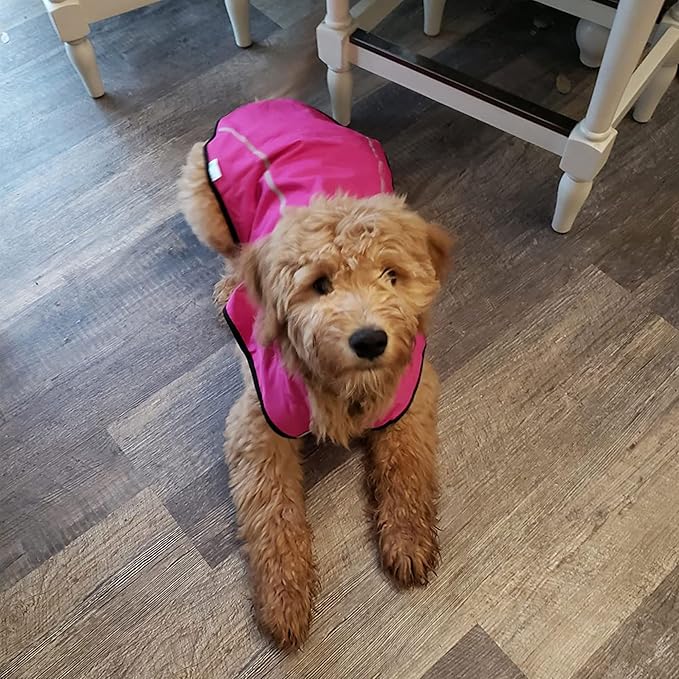 Mile High Life Dog Raincoat, Adjustable Waterproof Reflective Rain Jacket for Small Medium Large Dogs, Lightweight Breathable Pet Rain Coat with Leash Hole(Hot Pink,S Chest 22-25")
