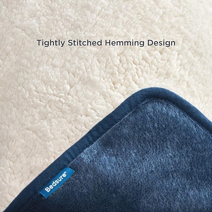 Bedsure Cat Blanket for Indoor Cats - Waterproof Calming Cat Blankets for Couch Protection, Sherpa Fleece Pet Blanket, Soft Plush Reversible Throw Furniture Protector, 40"x30", Blue