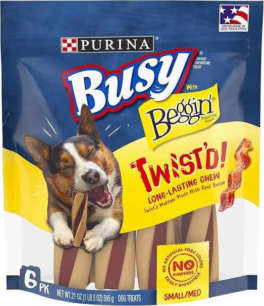 Purina Busy With Beggin' Made in USA Facilities Small/Medium Breed Dog Treats, Twist'd - 6 ct. Pouch