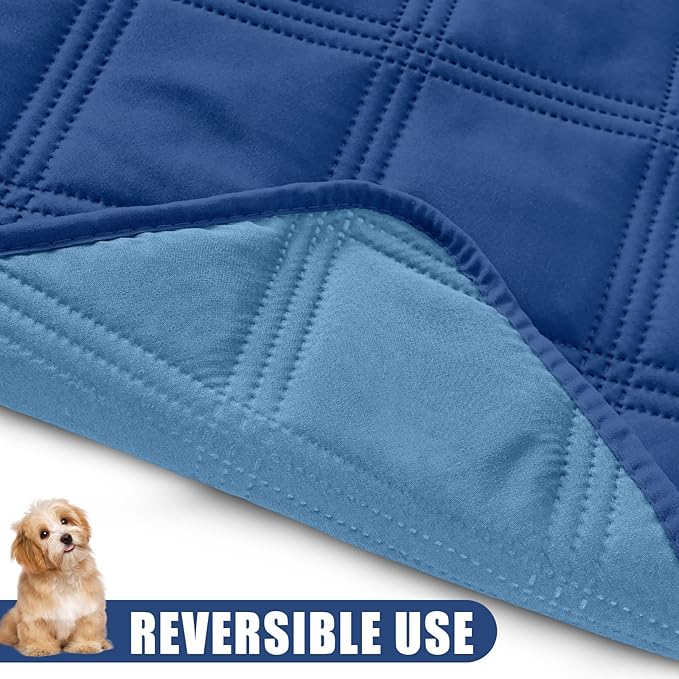 Smiry Waterproof Dog Bed Cover Blanket 82x102, Soft Reversible Pet Blanket, Washable Leakproof Cats Dogs Couch Cover for Sofa, Couch, Furniture, Navy/Blue