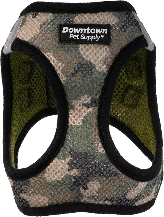 Downtown Pet Supply Step in Dog Harness for Small Dogs No Pull, Large, Camo Green - Adjustable Harness with Padded Mesh Fabric and Reflective Trim - Buckle Strap Harness for Dogs