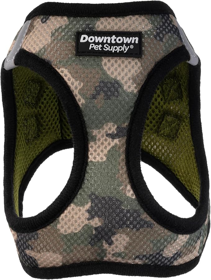 Downtown Pet Supply Step in Dog Harness for Small Dogs No Pull, Medium, Camo Green - Adjustable Harness with Padded Mesh Fabric and Reflective Trim - Buckle Strap Harness for Dogs