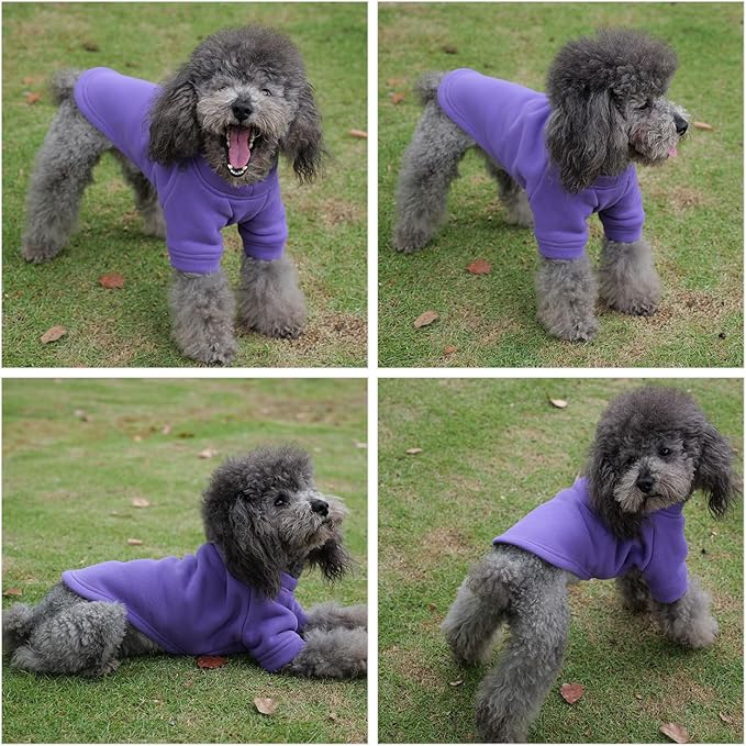 Lovelonglong Sweatshirt Cold Weather Pullover Autumn and Winter T-Shirts for Small Medium Large Size Dogs Purple S