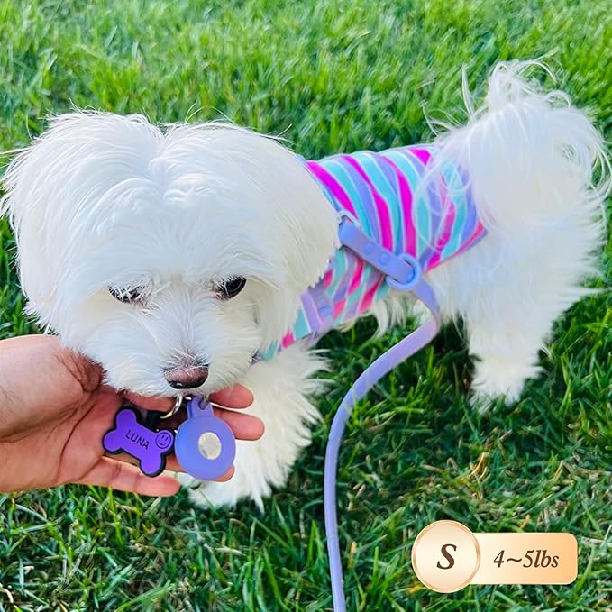 KYEESE 2Pack Dog Shirts Striped T Shirt Soft Tee for Small Dogs Cotton Tank Top Lightweight Sleeveless Vest Dog Clothes, Small,Purple+Striped