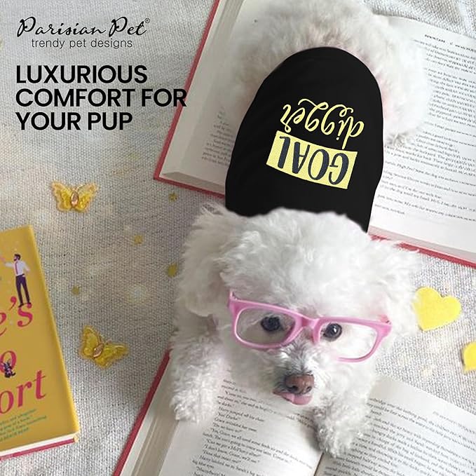 Parisian Pet Unisex Dog Tshirt - Embroidered “ Goal Digger “ Tank Top - Breathable and Lightweight Dog Clothes - Sleeveless Black Tee Shirts - Machine Washable Shirts for Large Dogs - 2XL