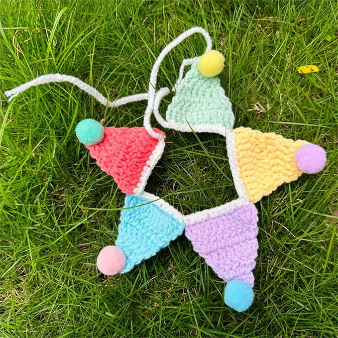 Knitted Dog Costume,Handmade Cat Birthday Costume,Dog Outfit and Birthday Decoration,Cute Cat Outfit,Rainbow Bandana,Adjustable Clown Costume