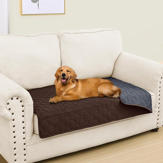 Smiry Waterproof Dog Bed Cover Blanket, Soft Reversible Pet Blanket, Washable Leakproof Cats Dogs Couch Cover for Sofa, Couch, Furniture (30x53 Inch, Chocolate/Dark Grey)
