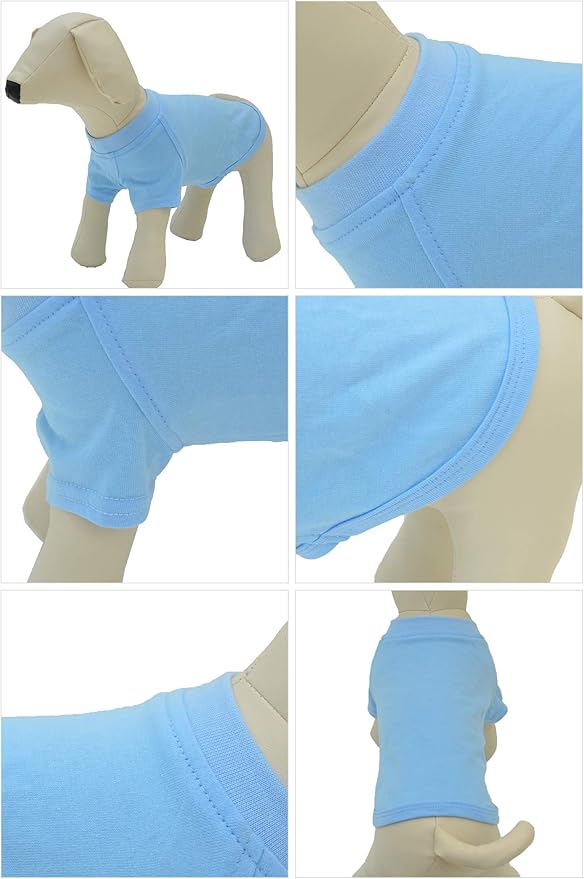 Lovelonglong Pet Clothing Dog Costumes Basic Blank T-Shirt Tee Shirts for Medium Small Dogs Light-Blue XL