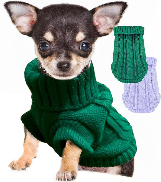 Winter Dog Clothes for Small Dogs XS Dog Sweater Teacup Dog Clothes 2 Pieces Knitted Dog Sweaters Fall Chihuahua Yorkie Winter Warm Puppy Pet Cat Sweater Outfits Xs