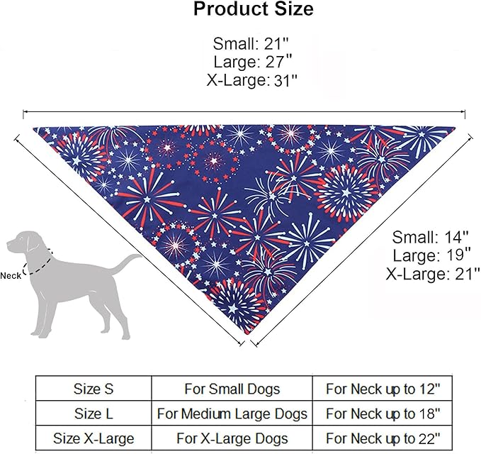 ADOGGYGO American Flag Dog Bandana, Multiple Sizes Offered, Triangle 4th of July Bandanas for Large and X-Large Dogs (X-Large)