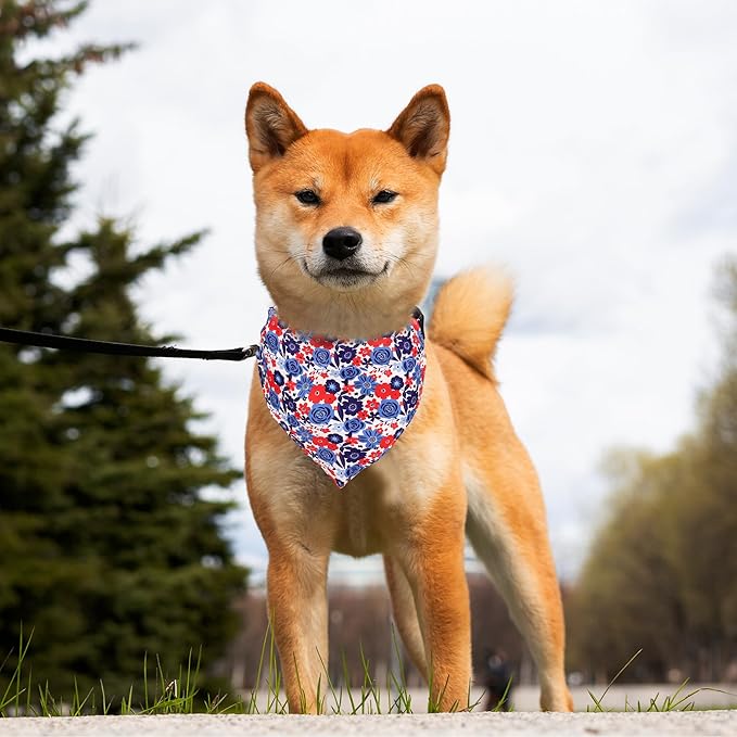 Dog Collars and Bandanas - Soft Adjustable Fancy Floral Boys Girls Puppy Collar for Small Medium Large Dogs.